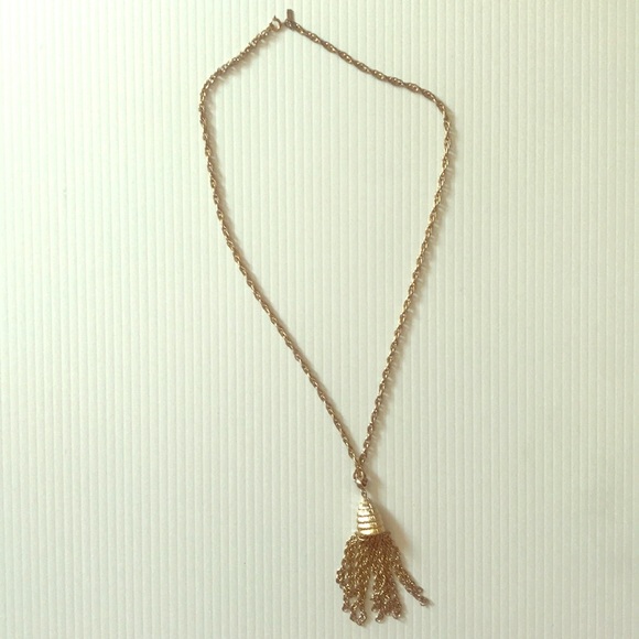 Vintage Monet Tassel Necklace Gold Colour - Picture 1 of 4